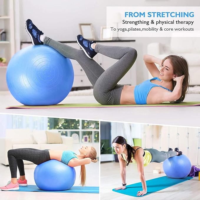My Store Lordex gym ball for fitness, blue exercise ball suitable for core workouts and stability training.